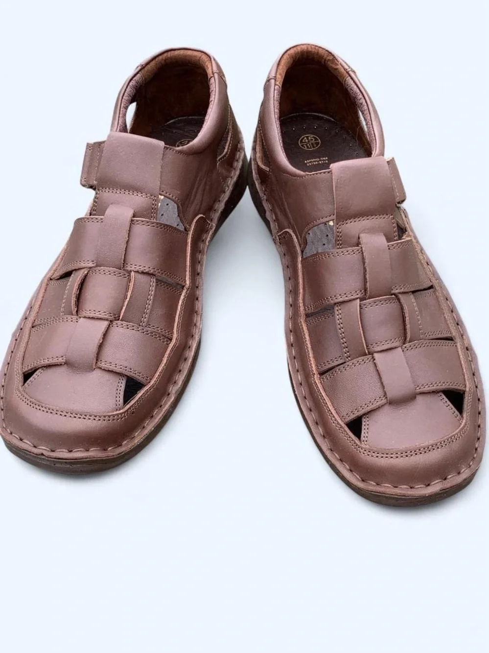 Spring Step Men's Brown Leather Woven Fisherman Sandals
